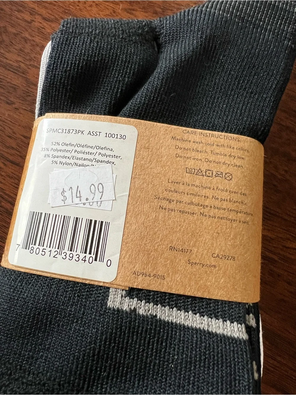 Sperry Men's White, Gray, Dark Gray Crew Socks - 3 Pack lot of two